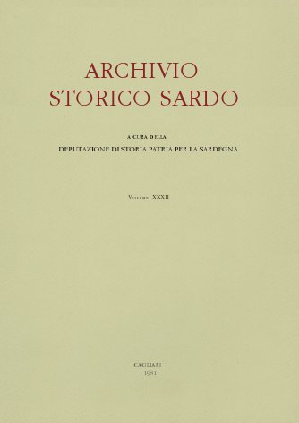 Archivio Storico Sardo Volume n. XXXII Deputazione di Storia